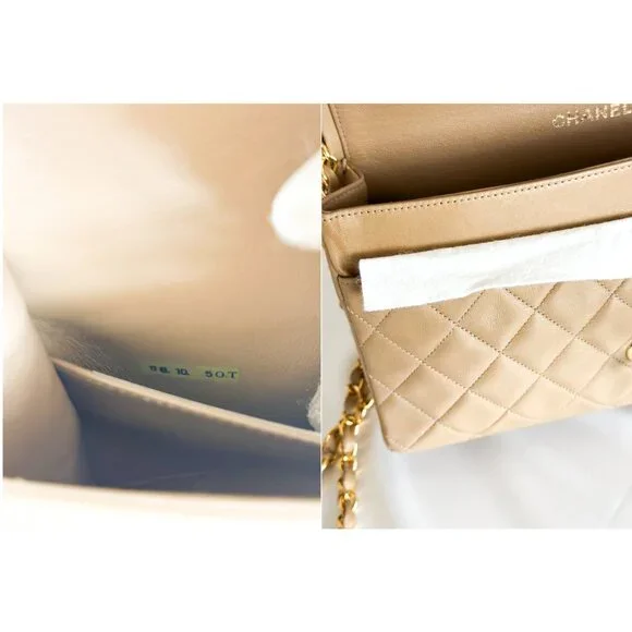 Chanel Double Flap Medium Bag Quilted Lambskin Beige - Picture 14 of 16